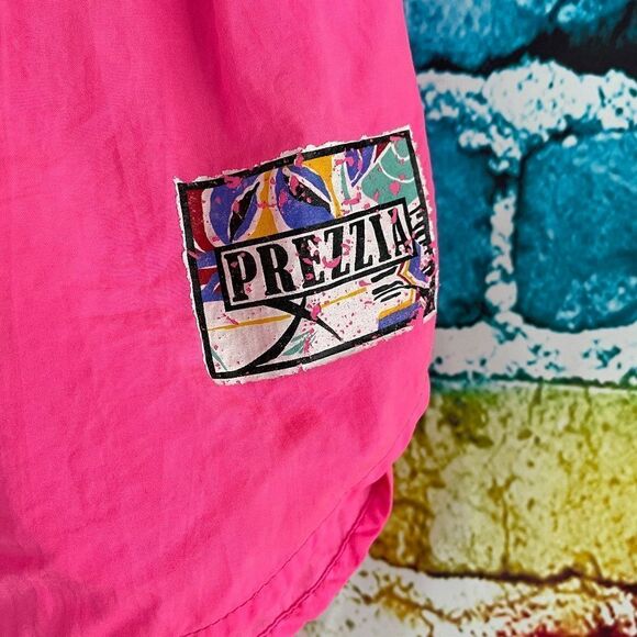 Vintage Hot Pink Prezzia Nylon Shorts 80s Beach Barbie Size Medium - Picture 2 of 4